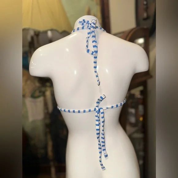 EUC Textured Triangle Bikini Top - Xhilaration Blue Stripe L - Picture 4 of 4